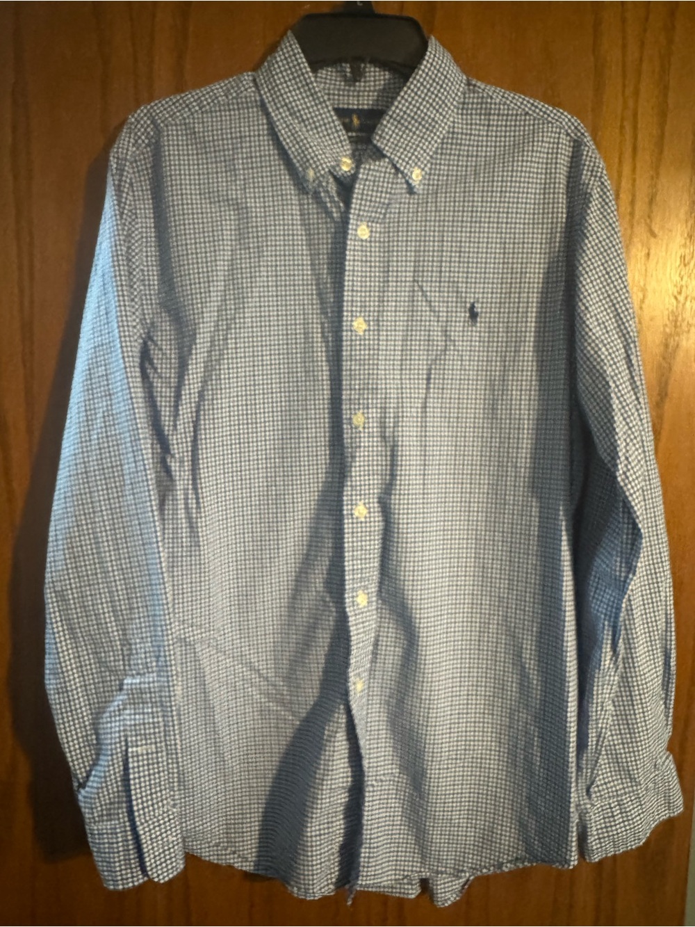 Ralph Lauren Blue White Micro-Gingham Button-Down Shirt